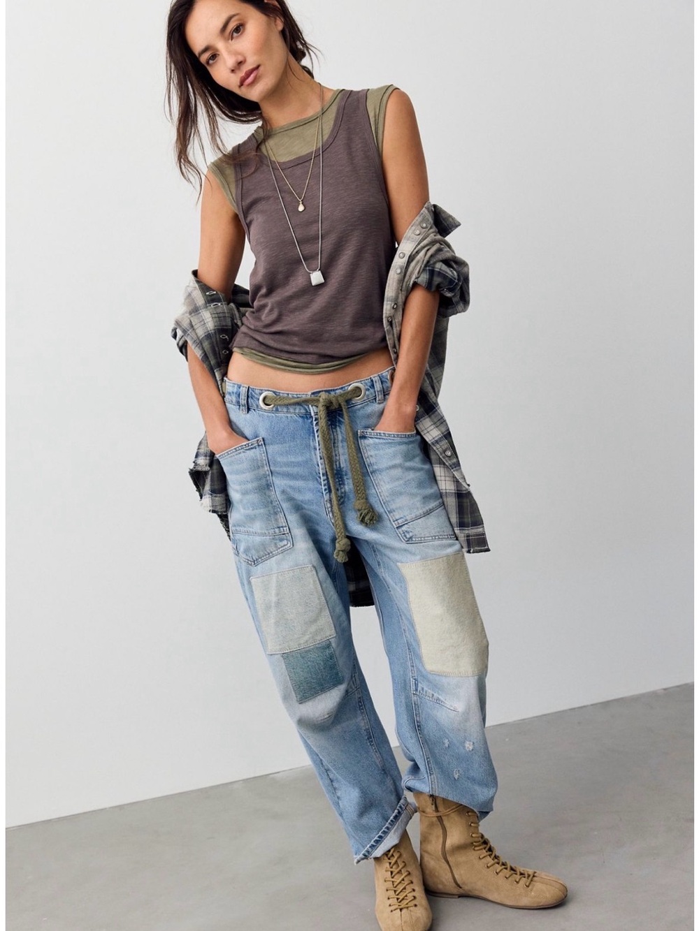 We the free people moxie distressed barrel jeans 32 boho